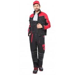 Костюм СИРИУС-АГАТ куртка, п/к черный с красным пл. 260 г/кв.м. ВО отделка